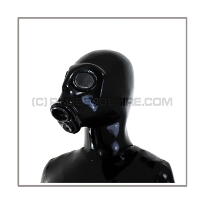 Deluxe heavyrubber gasmask-zipperhood-system with neckrespirator-rubbersmell-bag-set